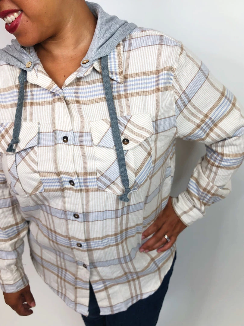 Iris & Rainbow Boutique #K694 Striped Flannel Top (BLUE) 13 Iris & Rainbow Boutique #K694 Striped Flannel Top (BLUE)