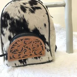 Iris & Rainbow Boutique #711 Cow Fur Backpack With Floral Leather