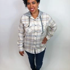 Iris & Rainbow Boutique #K694 Striped Flannel Top (BLUE) 22 Iris & Rainbow Boutique #K694 Striped Flannel Top (BLUE)