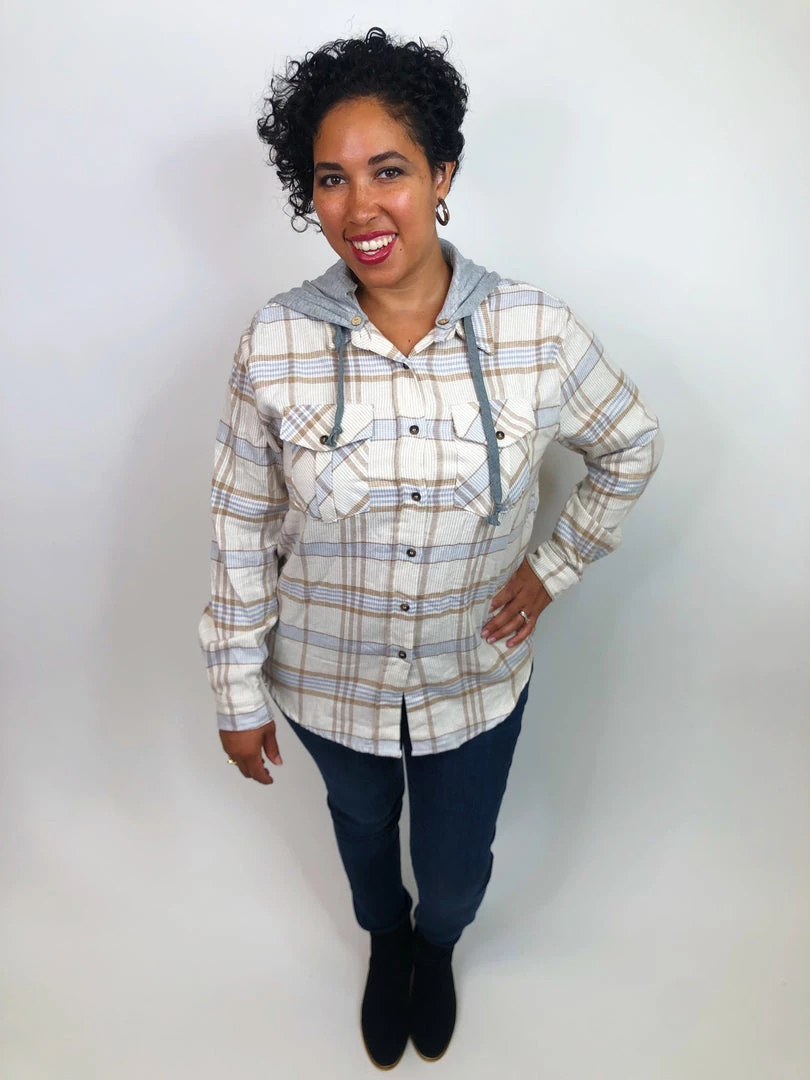 Iris & Rainbow Boutique #K694 Striped Flannel Top (BLUE) 9 Iris & Rainbow Boutique #K694 Striped Flannel Top (BLUE)