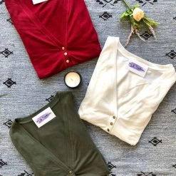 Iris & Rainbow Boutique #C905 Wine Snap Cardigan