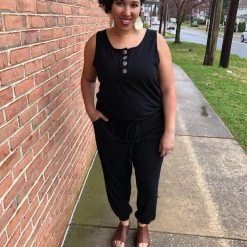 Iris & Rainbow Boutique #J390 Unbutton Me Sleeveless Jogger Jumpsuit