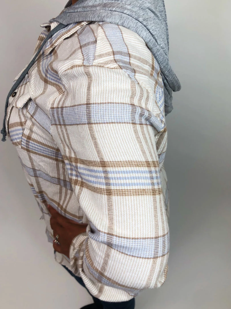 Iris & Rainbow Boutique #K694 Striped Flannel Top (BLUE) 15 Iris & Rainbow Boutique #K694 Striped Flannel Top (BLUE)