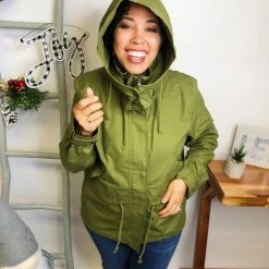 Iris & Rainbow Boutique New Arrivals #L561 Trendy Temptation Utility Jacket (Dark Olive)