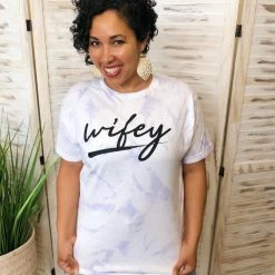Iris & Rainbow Boutique #K15 Wifey Lilac Tie Dye Tee