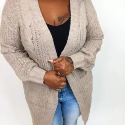 Iris & Rainbow Boutique New Arrivals #K755 Cords Of Love Cardigan (Taupe)