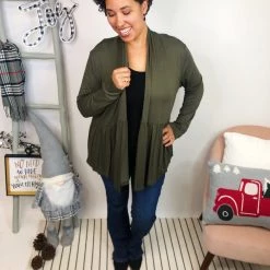 Iris & Rainbow Boutique New Arrivals #L312 Rock The Day Cardigan (Olive)