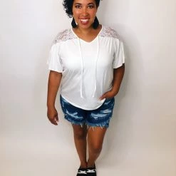 Iris & Rainbow Boutique #K421 Floral Lace Shoulders (White)