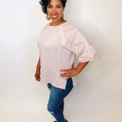 Iris & Rainbow Boutique K382 Blushing Vines Of Lace Sleeve Top