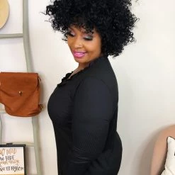 Iris & Rainbow Boutique New Arrivals #K815 Ribbed & Ruffled Top (Black)