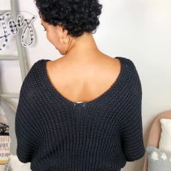 Iris & Rainbow Boutique New Arrivals #L278 Girls Day Out Ribbed POL Sweater (CHARCOAL)