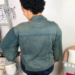 Iris & Rainbow Boutique New Arrivals #L279 Falling In Love POL Shacket (Vintage Moss)