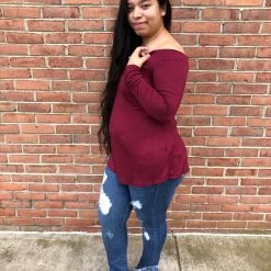 Iris & Rainbow Boutique New Arrivals #C26 Jolie's Off The Shoulder Top (Wine)