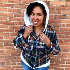 Iris & Rainbow Boutique #L329 Mahogany Plaid POL Shacket