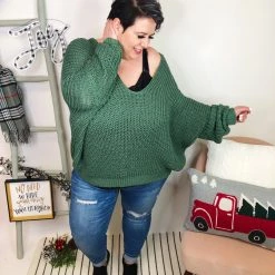 Iris & Rainbow Boutique New Arrivals #L193 Girls Day Out Ribbed POL Sweater (JADE GREEN)