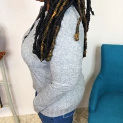 Iris & Rainbow Boutique New Arrivals #K878 Neutral Lines Henley Top (Heather Grey)