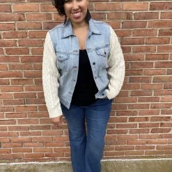 Iris & Rainbow Boutique #H134 Denim Sweater POL Jacket New Arrivals