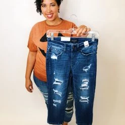 Iris & Rainbow Boutique #K552 Feeling Myself In Contrast Patch Judy Blue Skinny Capri New Arrivals