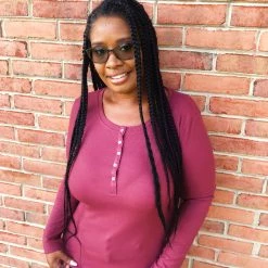 Iris & Rainbow Boutique New Arrivals #K661 Simply Sophisticated Long Sleeve Top (Burgundy)