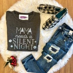 Iris & Rainbow Boutique New Arrivals #H95 Mama Needs A Silent Night T-shirt