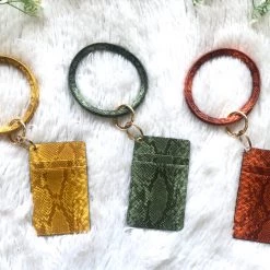 Iris & Rainbow Boutique #104 Faux Leather Snakeskin Card Keyring Holder