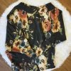 Iris & Rainbow Boutique #1013 Fuzzy Floral 3/4 Top (Charcoal)- FINAL SALE New Arrivals