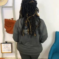 Iris & Rainbow Boutique #K876 Brush It Off Hoodie (CHARCOAL)