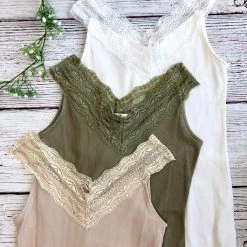 Iris & Rainbow Boutique New Arrivals #H751 Dreaming Of A Lace Tank (Tan)