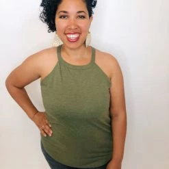 Iris & Rainbow Boutique #K197 Rocker Girl Tank (ARMY GREEN) New Arrivals