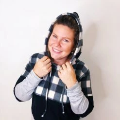 Iris & Rainbow Boutique New Arrivals #K573 Rocking The Plaid Color Block Hoodie
