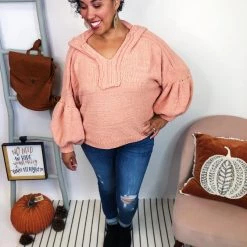 Iris & Rainbow Boutique New Arrivals #K985 Blush My Days Hooded Sweater