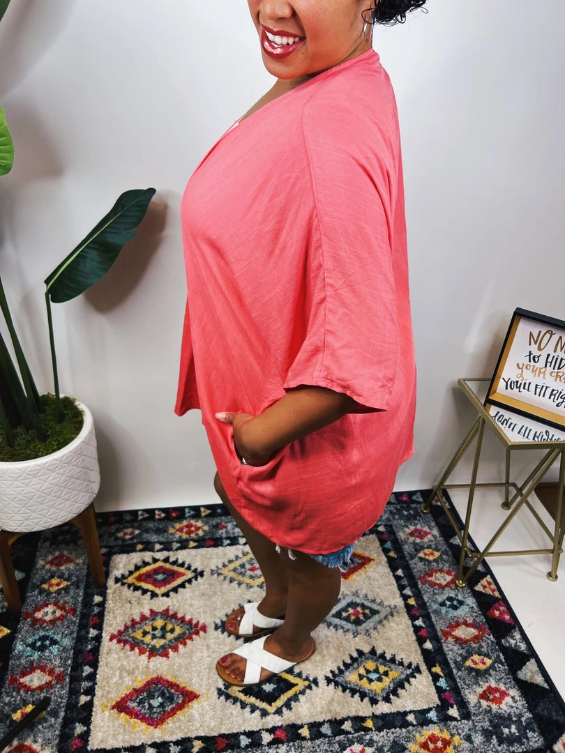 Iris & Rainbow Boutique #N319 Feeling Awesome Kimono (Coral) *DOORBUSTER* New Arrivals 9 Iris & Rainbow Boutique #N319 Feeling Awesome Kimono (Coral) *DOORBUSTER* New Arrivals