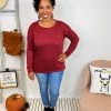Iris & Rainbow Boutique New Arrivals *DOORBUSTER* K921 Aurora's Long Sleeve Top (Wine)