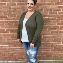 Iris & Rainbow Boutique New Arrivals #C906 Olive Snap Cardigan