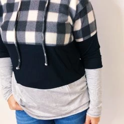 Iris & Rainbow Boutique New Arrivals #K573 Rocking The Plaid Color Block Hoodie