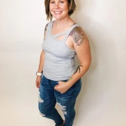 Iris & Rainbow Boutique #K397 Far Away Tank Top (Heather Gray) New Arrivals