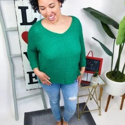 Iris & Rainbow Boutique New Arrivals #M694 Happy Evergreen Sweater