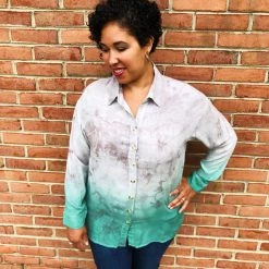Iris & Rainbow Boutique #K631 Wash Out The Envy Tie Dye Button Down Top