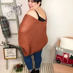 Iris & Rainbow Boutique New Arrivals #L192 Girls Day Out Ribbed POL Sweater (DUSTY CEDAR)