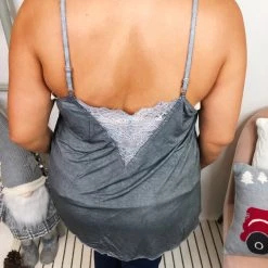 Iris & Rainbow Boutique New Arrivals #L285 Secrets Of The Lace POL Top (Charcoal)