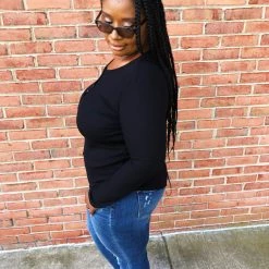 Iris & Rainbow Boutique New Arrivals #K660 Simply Sophisticated Long Sleeve Top (Black)