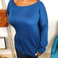 Iris & Rainbow Boutique #K840 Rock The Lace Sweater (Teal Blue) New Arrivals