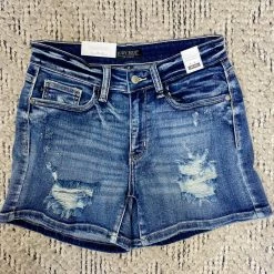 Iris & Rainbow Boutique #L952 Down With It Detroyed Judy Blue Shorts New Arrivals