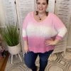 Iris & Rainbow Boutique #J401 Dipped In Adventure Summer Sweater (Pink/Berry)