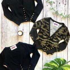 Iris & Rainbow Boutique #445 Camo Snap Cardigan