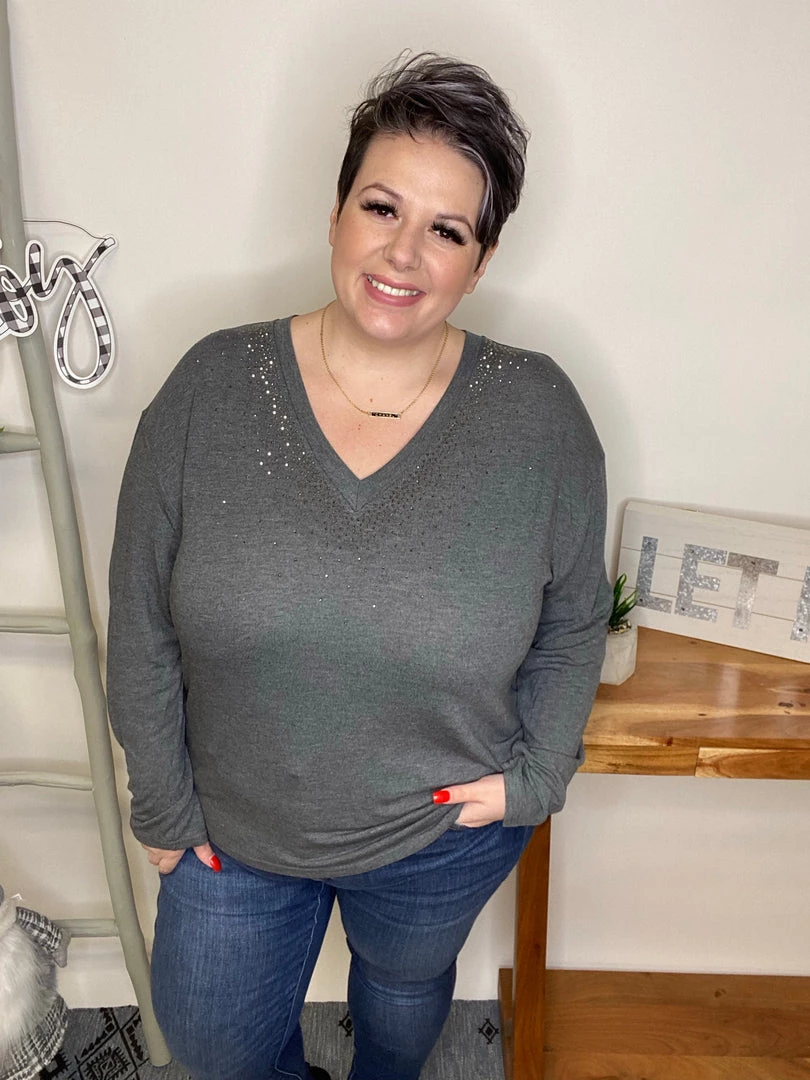 Iris & Rainbow Boutique #L539 City Night Long Sleeve (Heather Grey) 3 Iris & Rainbow Boutique #L539 City Night Long Sleeve (Heather Grey)