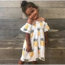 Iris & Rainbow Boutique New Arrivals #J226 Sweet Pineapple Off The Shoulder Dress