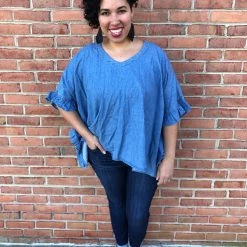 Iris & Rainbow Boutique #H993 Frankie’s Chambray Top New Arrivals