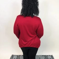 Iris & Rainbow Boutique #K711 Simple & Sweet Long Sleeve Top (WINE)