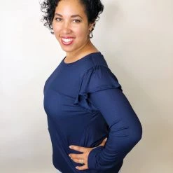 Iris & Rainbow Boutique New Arrivals #K522 A Reflection Of The Dark Long Sleeve (NAVY)